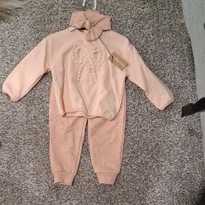Peach Bow Two-Piece Kids Lounge Set